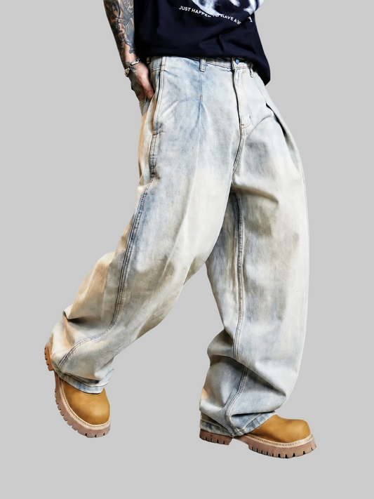 Vintage Washed Oversized Wide-Leg Jeans