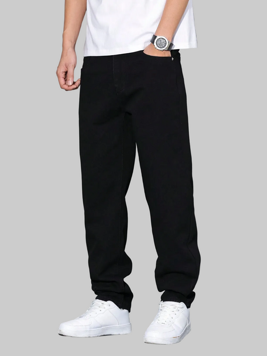 Jeans casuales de color sólido para hombre, estilo simple