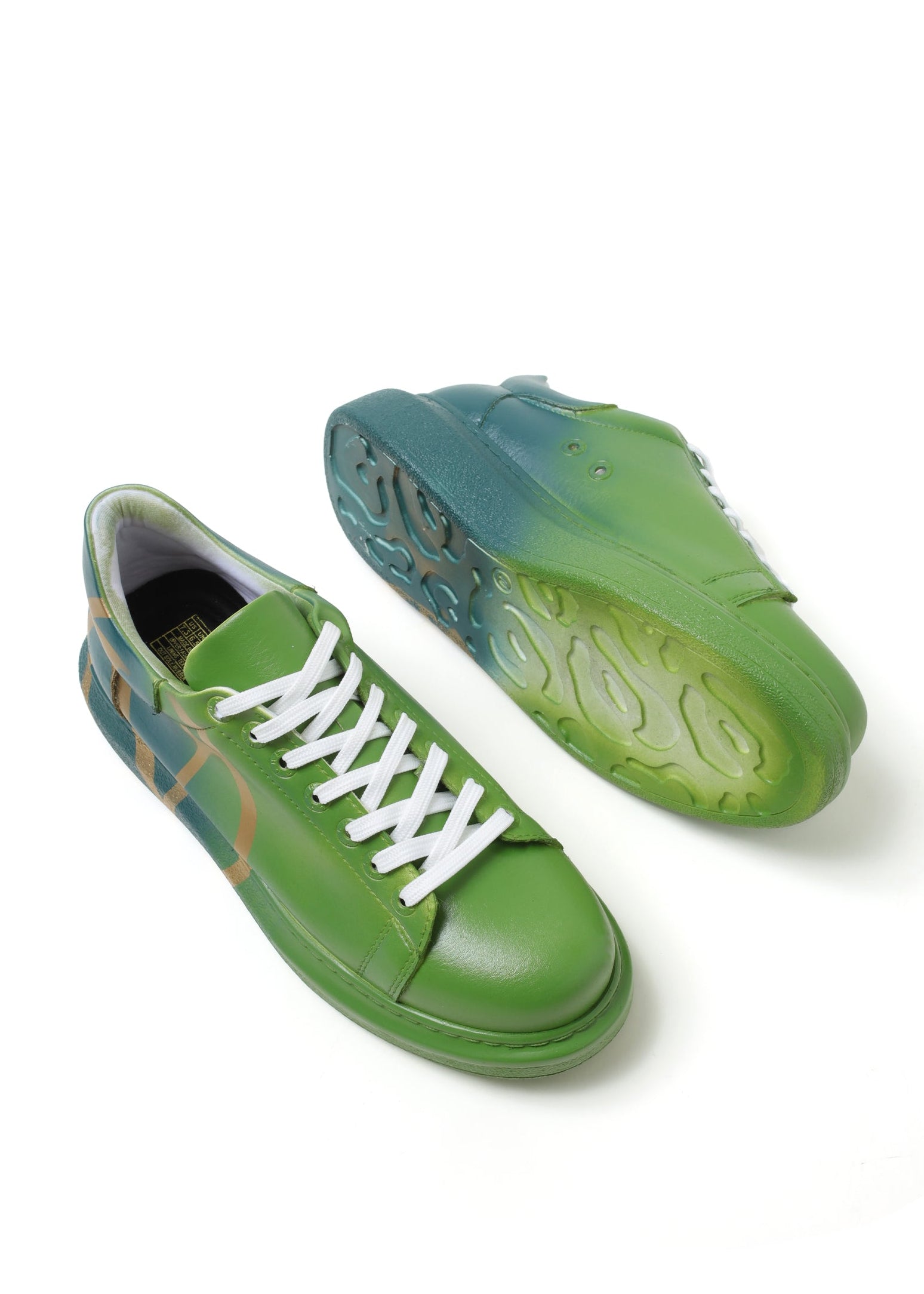 Tokyo V Verdant Radiance hand-painted custom sneaker in green by Apollo Moda, view 4
