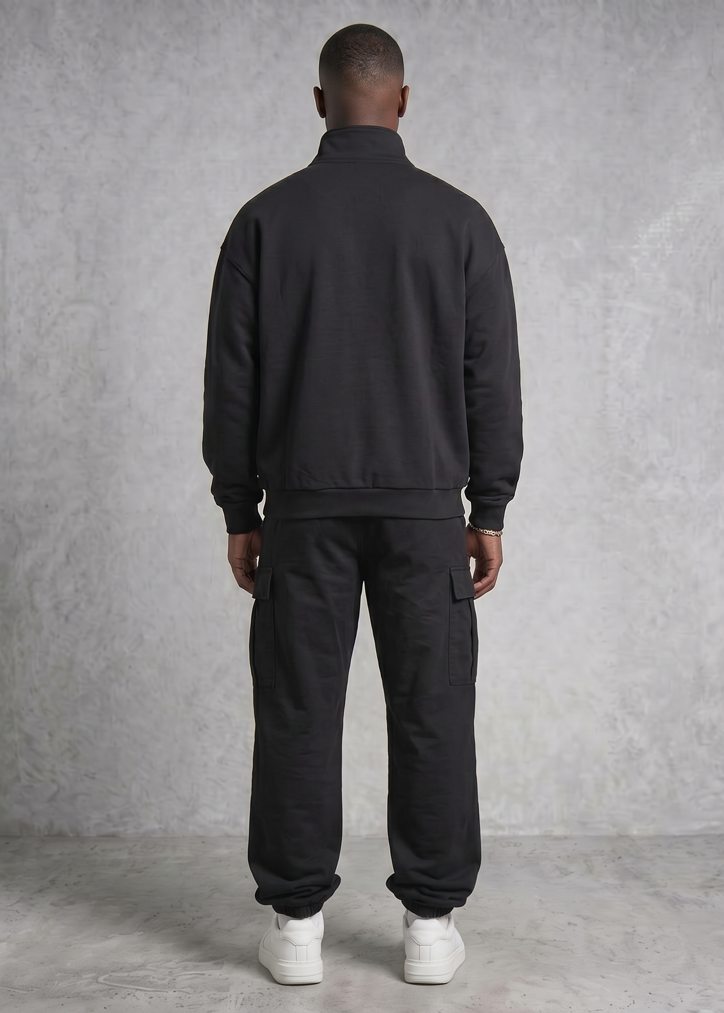 Club Collegiate oversized full-zip sweatshirt in black by Apollo Moda, view 4