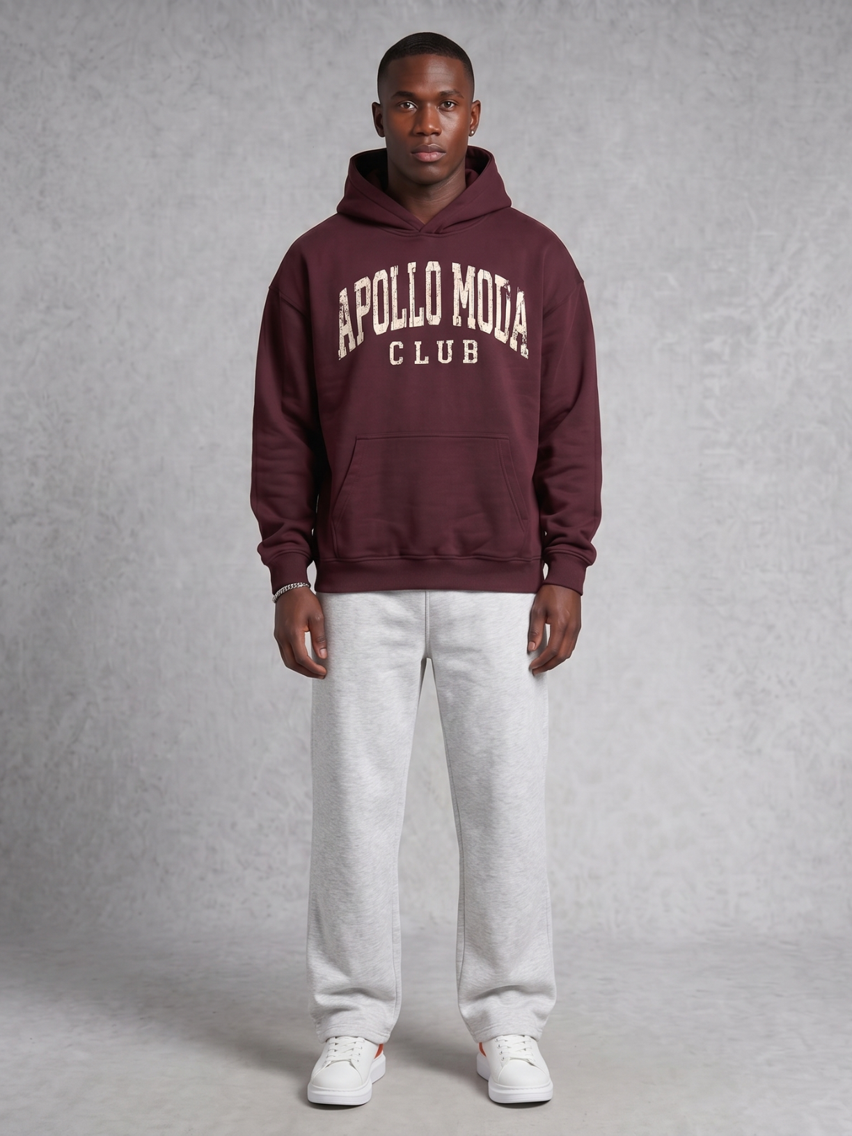 Club Collegiate oversized heavyweight hoodie in red by Apollo Moda, view 4