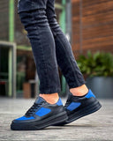 Men's Artemis Azure black and blue chunky sneaker by Apollo Moda, fifth angle