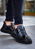 Men's Atlas Eclipse patent black casual sneaker by Apollo Moda, seventh angle