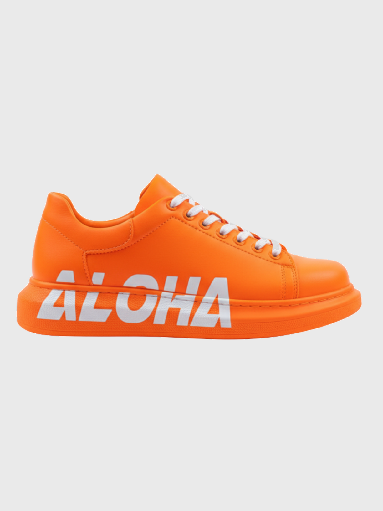 Aloha Sunrise hand-painted custom sneaker in orange by Apollo Moda