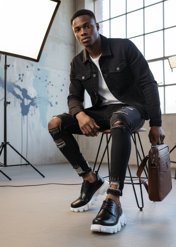 Cancun casual sneaker in black and white by Apollo Moda, view 5