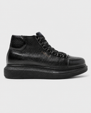 Apollo Moda Men's Kelly Nocturnal Prestige all-black vegan leather high-top sneaker boot, main product photo