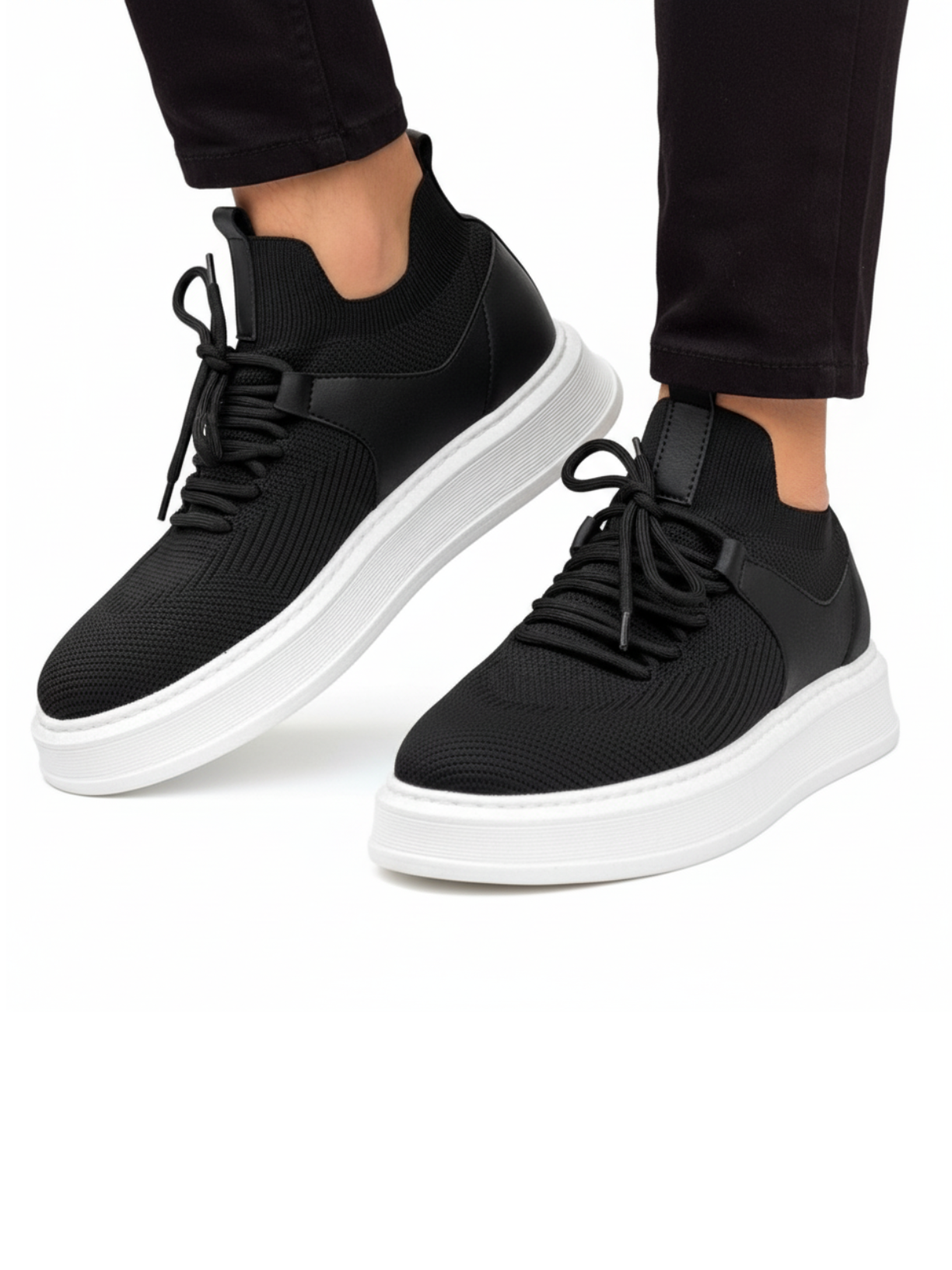 Madrid Noir White casual sneaker in black and white by Apollo Moda, view 4