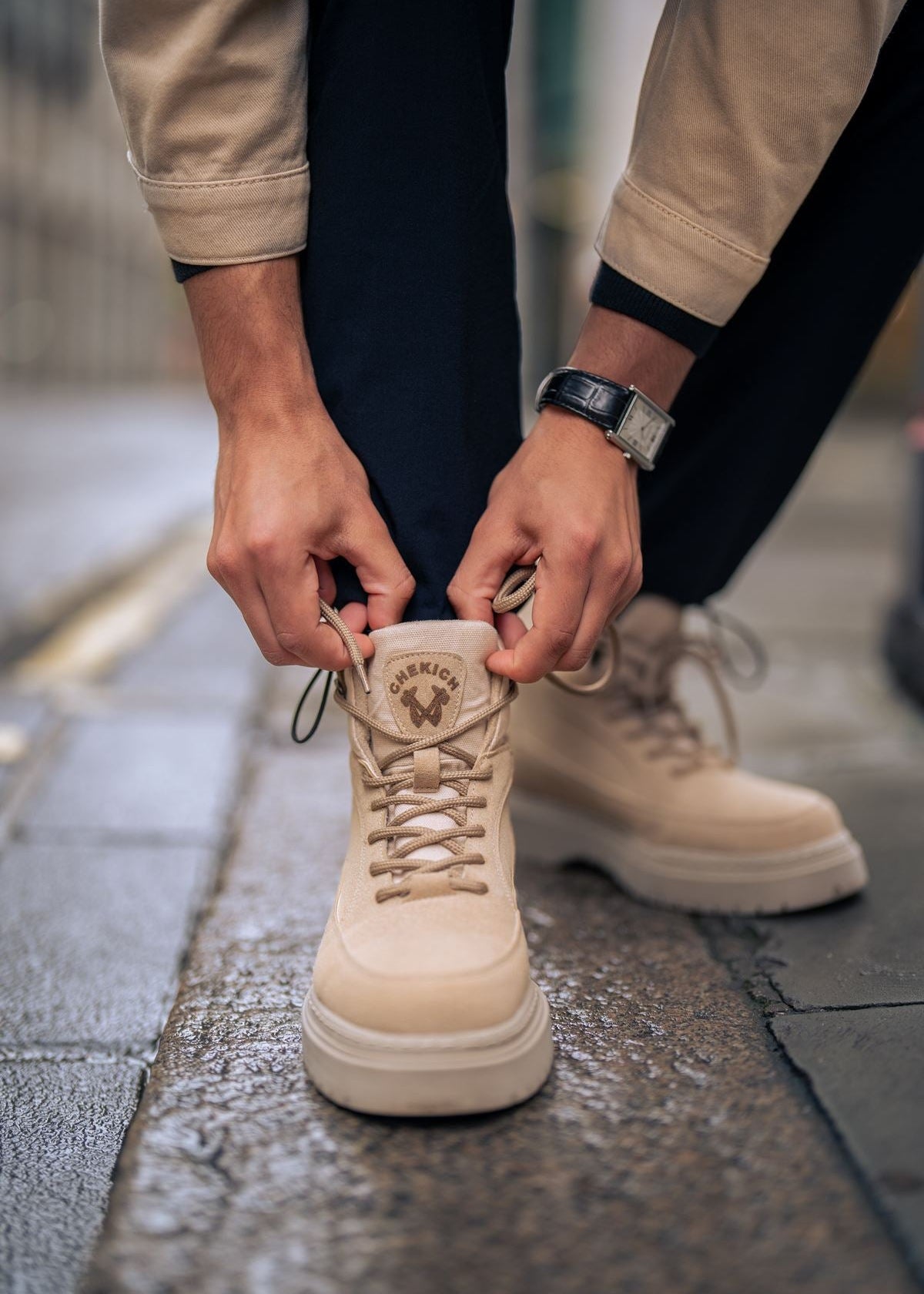 Monaco boot in beige by Apollo Moda, view 3
