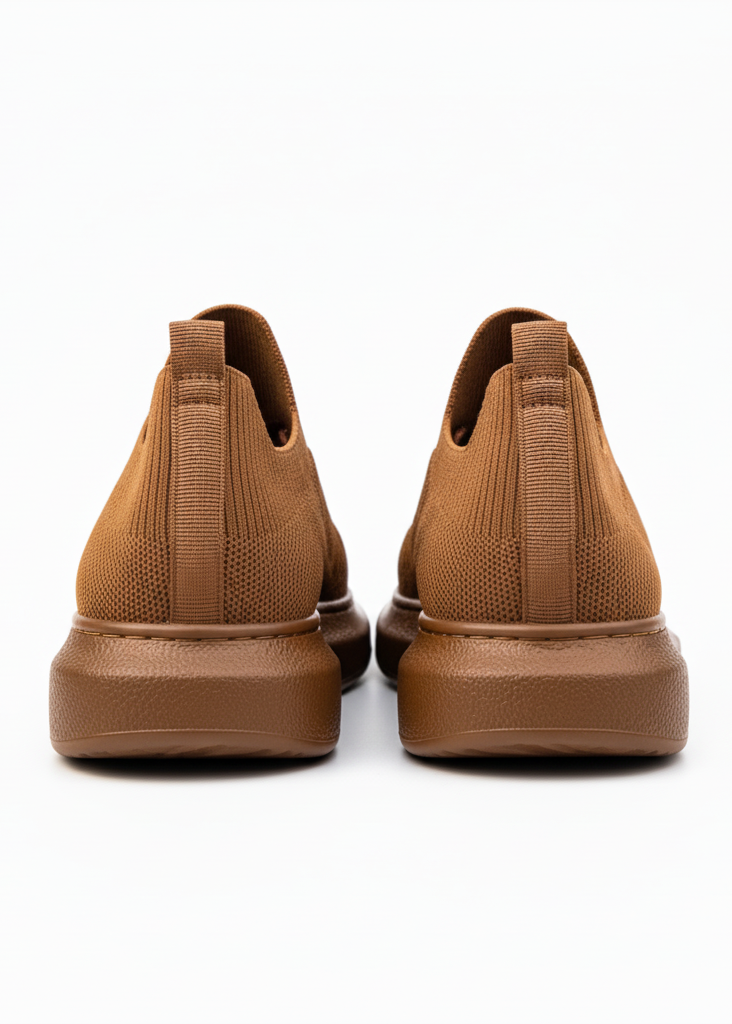 Torino Espresso Essence knit sneaker in brown by Apollo Moda, rear view