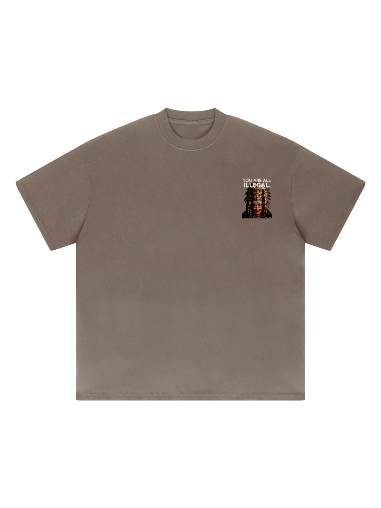 You Are All Illegal oversized heavyweight graphic tee in brown by Apollo Moda, view 3