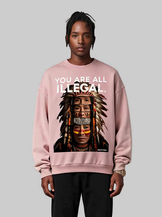 You Are All Illegal oversized sweatshirt in pink by Apollo Moda, main product view