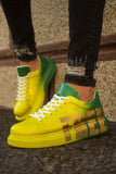 Zapatillas personalizadas pintadas a mano para hombre de Apollo Moda | Genova "FREE" Amarillo/Verde