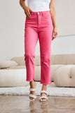 RFM Crop Dylan Pantalones vaqueros de talle alto con control de abdomen y dobladillo crudo