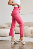 RFM Crop Dylan Pantalones vaqueros de talle alto con control de abdomen y dobladillo crudo