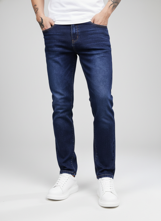 Jeans Ajustados con Bolsillo Lavado para Hombre