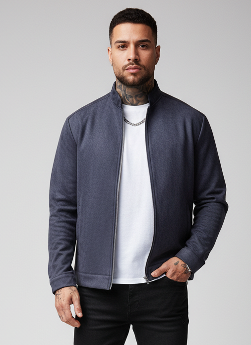 Chaqueta de punto ajustada de manga larga para hombre