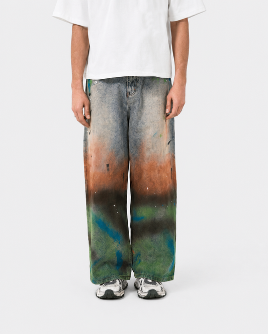 Paint Splatter Vintage Washed Oversized Wide-Leg Jeans