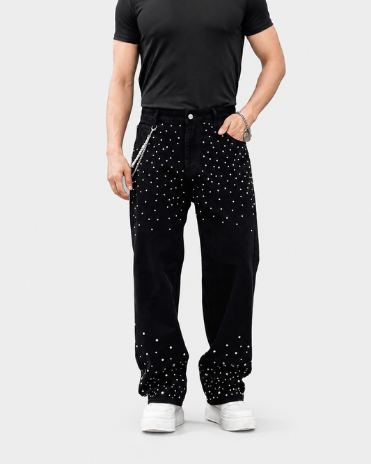 Rhinestone Star Straight-Leg Relaxed Jeans