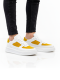 Apollo Moda men's Artemis Helio white and yellow sneaker, fourth angle