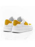 Artemis Helio white and yellow casual walking sneaker by Apollo Moda, third angle