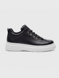 Apollo Moda Men's Atlas Jet black sneaker with white sole and hiking eyelets, main product photo