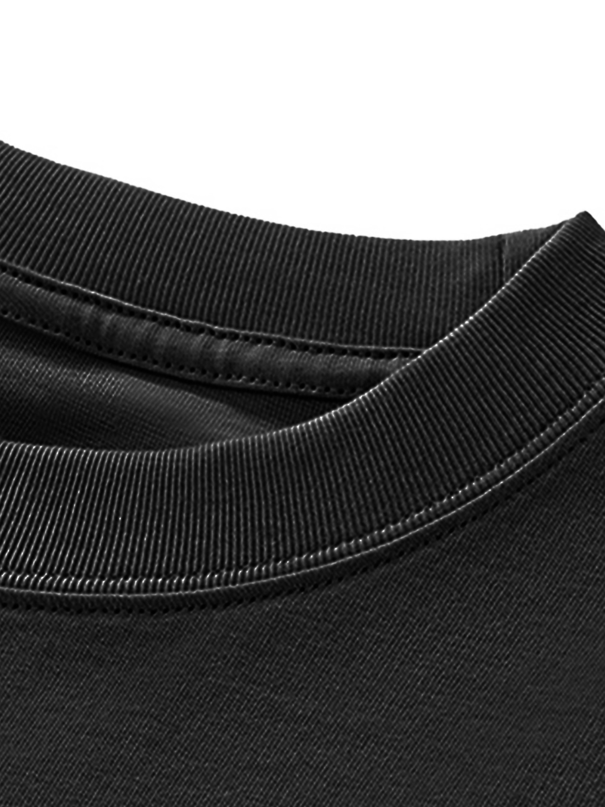 Aero boxy crop tee in black by Apollo Moda, close-up of the collar