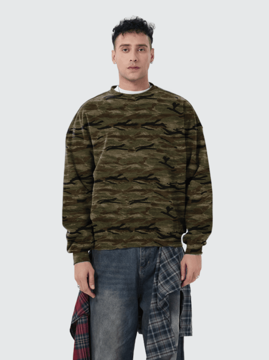 Camo oversized heavyweight crewneck sweatshirt by Apollo Moda, main product view