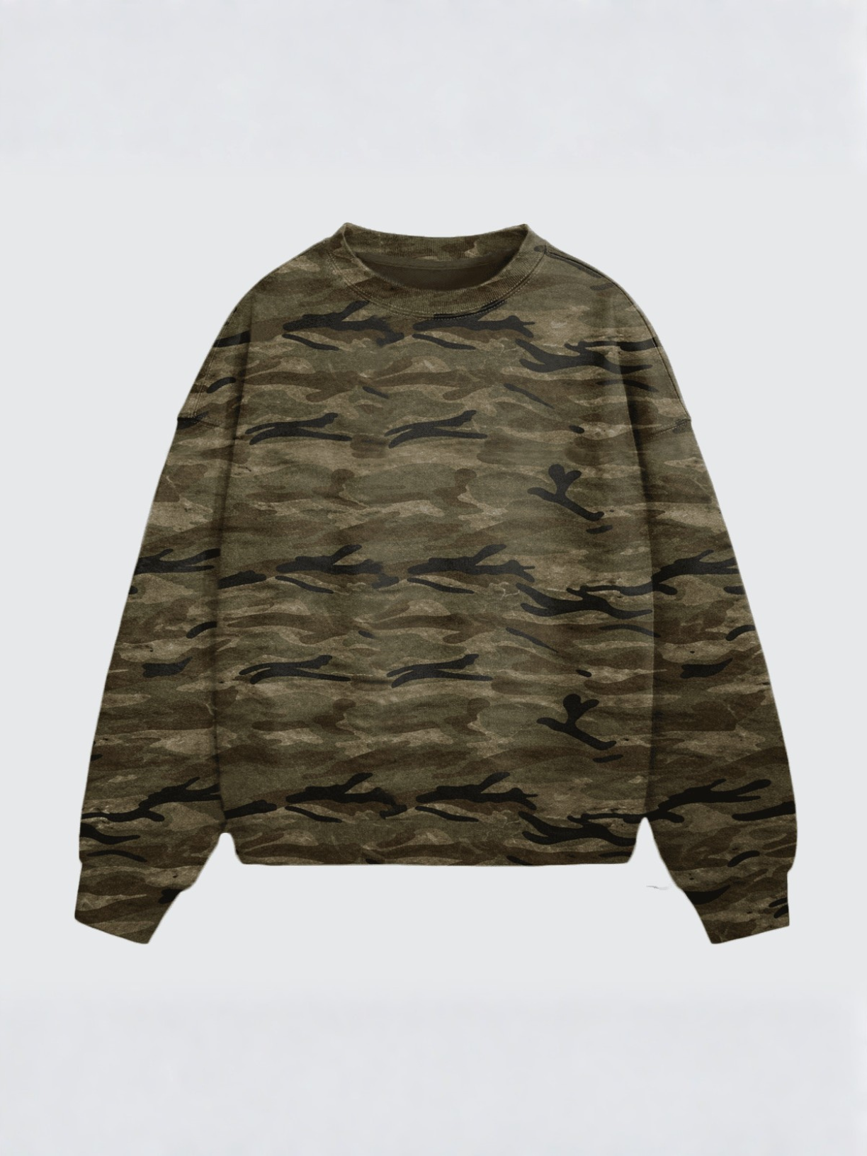 Camo oversized heavyweight crewneck sweatshirt by Apollo Moda, view 2