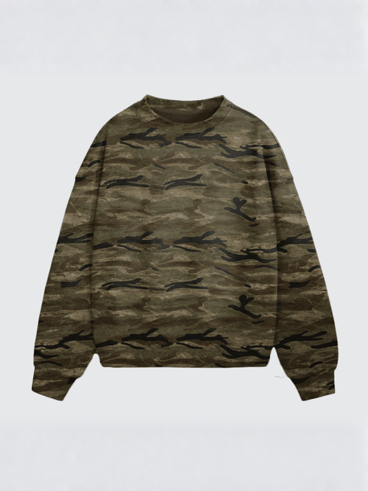 Camo oversized heavyweight crewneck sweatshirt by Apollo Moda, view 2