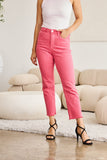 RFM Crop Dylan Pantalones vaqueros de talle alto con control de abdomen y dobladillo crudo