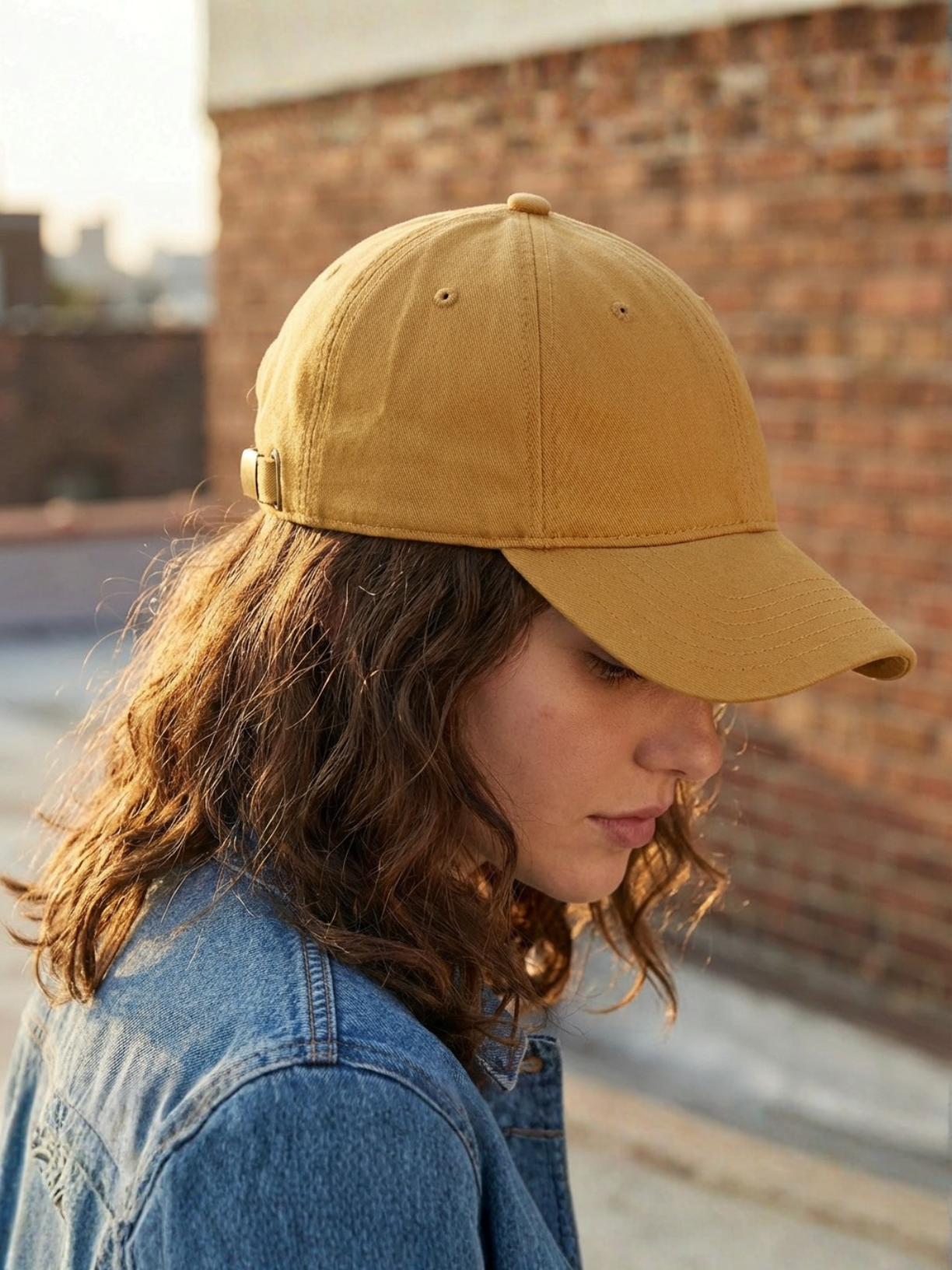 Cotton twill hat in sandstone gold by Apollo Moda, view 3