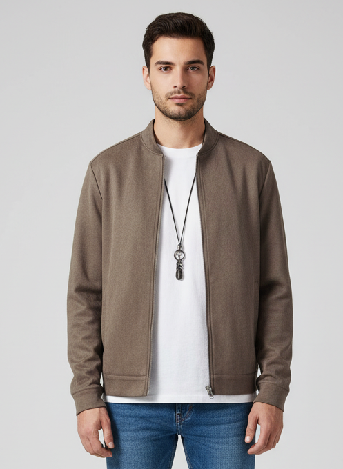 Chaqueta de punto ajustada de manga larga para hombre