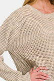 Suéter de manga larga Zenana High Low Waffle Sweater