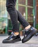 Artemis Shadow glossy black chunky sneaker by Apollo Moda, sixth angle
