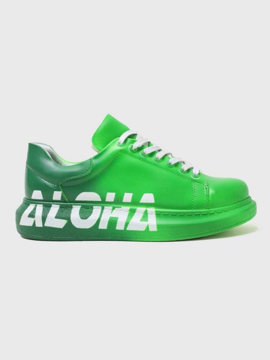 Aloha Green hand-painted custom sneaker in green by Apollo Moda