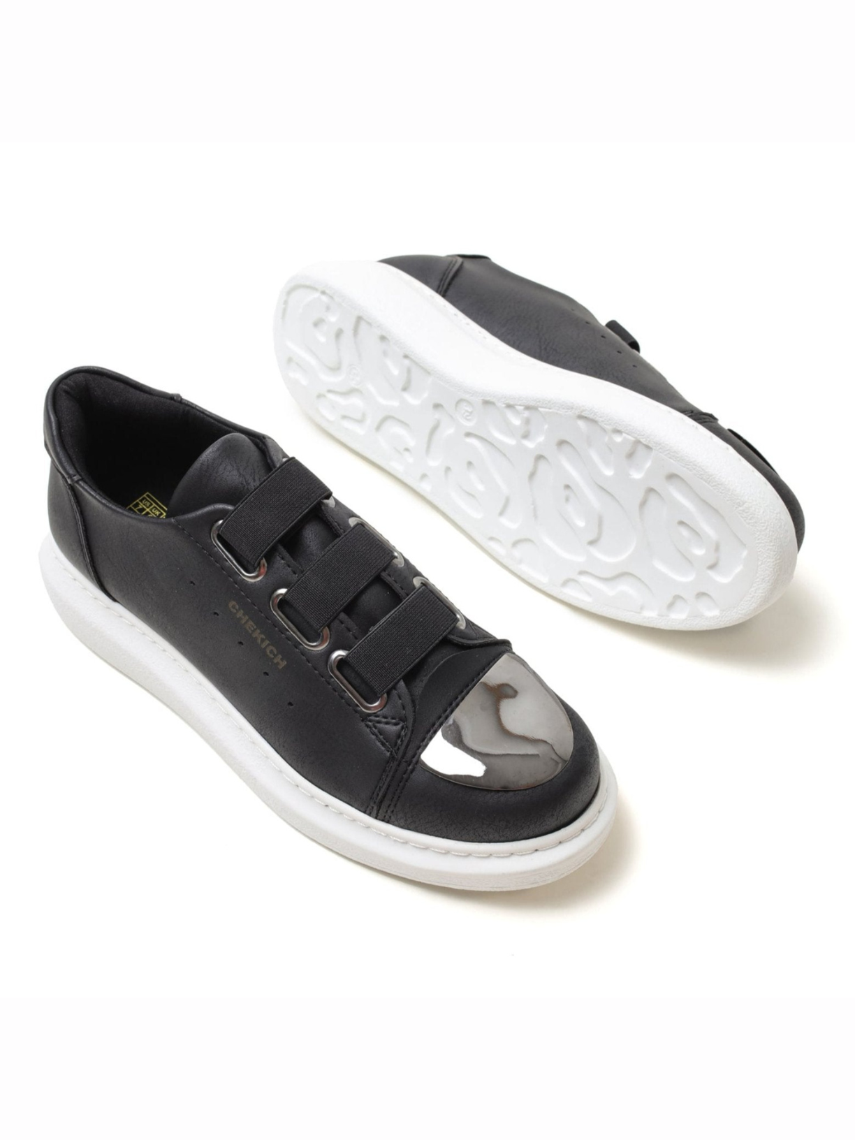 Luiz X Noir Contrast slip-on sneaker in black by Apollo Moda, view 4