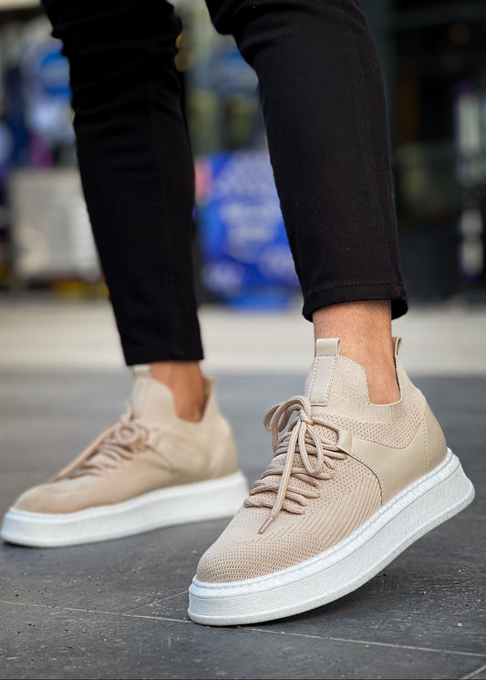 Madrid Beige White casual sneaker in beige by Apollo Moda, view 2