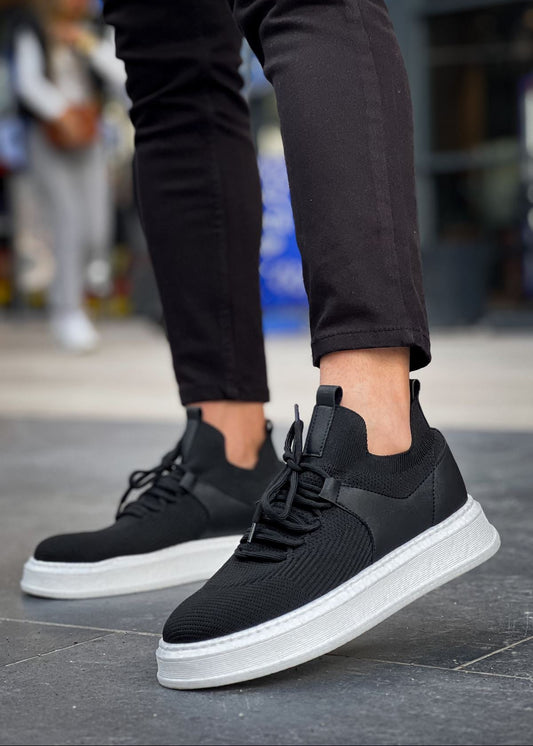 Madrid Noir White casual sneaker in black and white by Apollo Moda, view 2