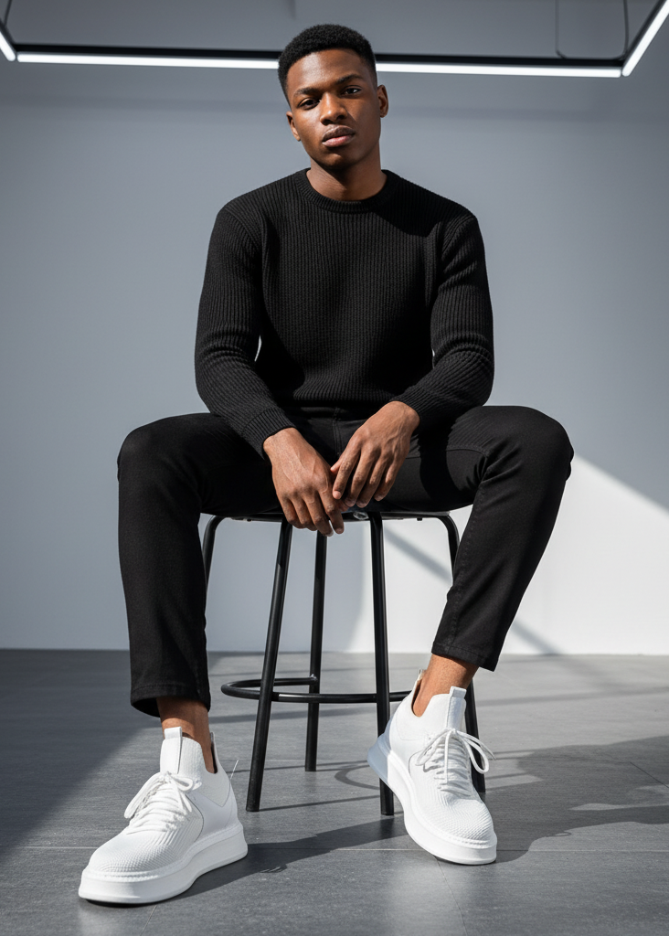 Madrid Pure White casual sneaker in white by Apollo Moda, view 5