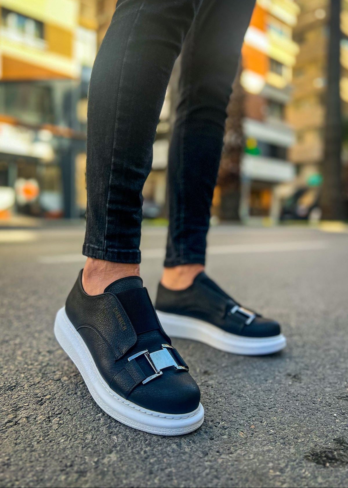 Miami Monochrome Marvel casual sneaker in black by Apollo Moda, view 3