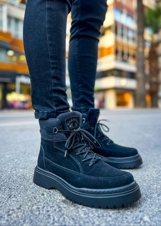 Monaco all black boot by Apollo Moda, view 2