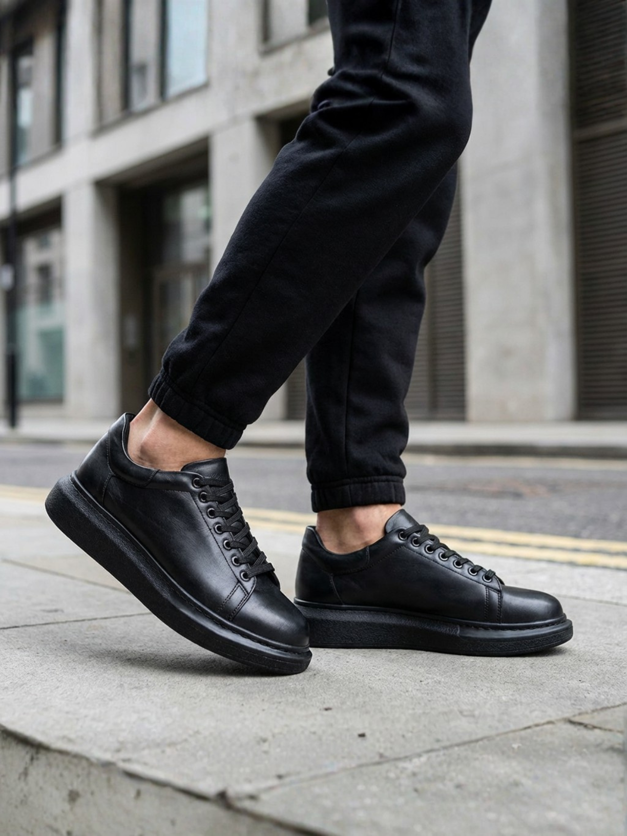 Pluto Onyx Black casual sneaker in black by Apollo Moda, view 2