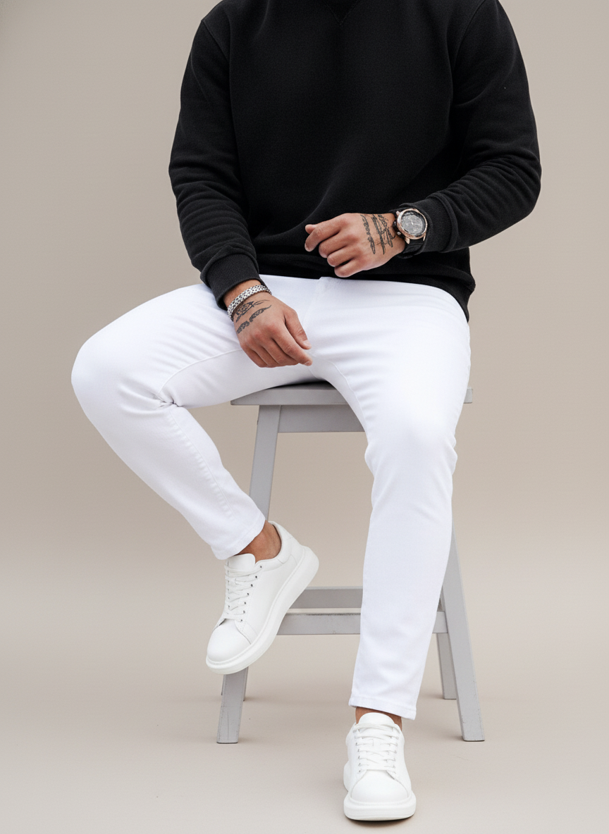 Slim fit jeans in white by Apollo Moda, view 3