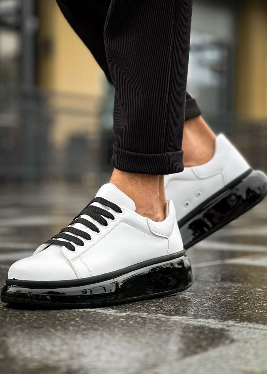 Stark Contrast Collection casual sneaker in white by Apollo Moda, view 2