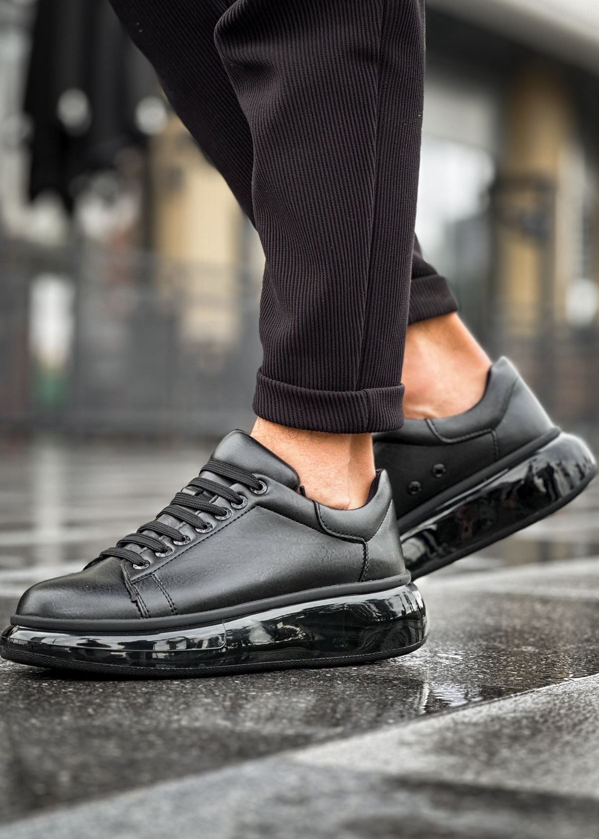 Stark Eclipse Collection casual sneaker in all black by Apollo Moda, view 5