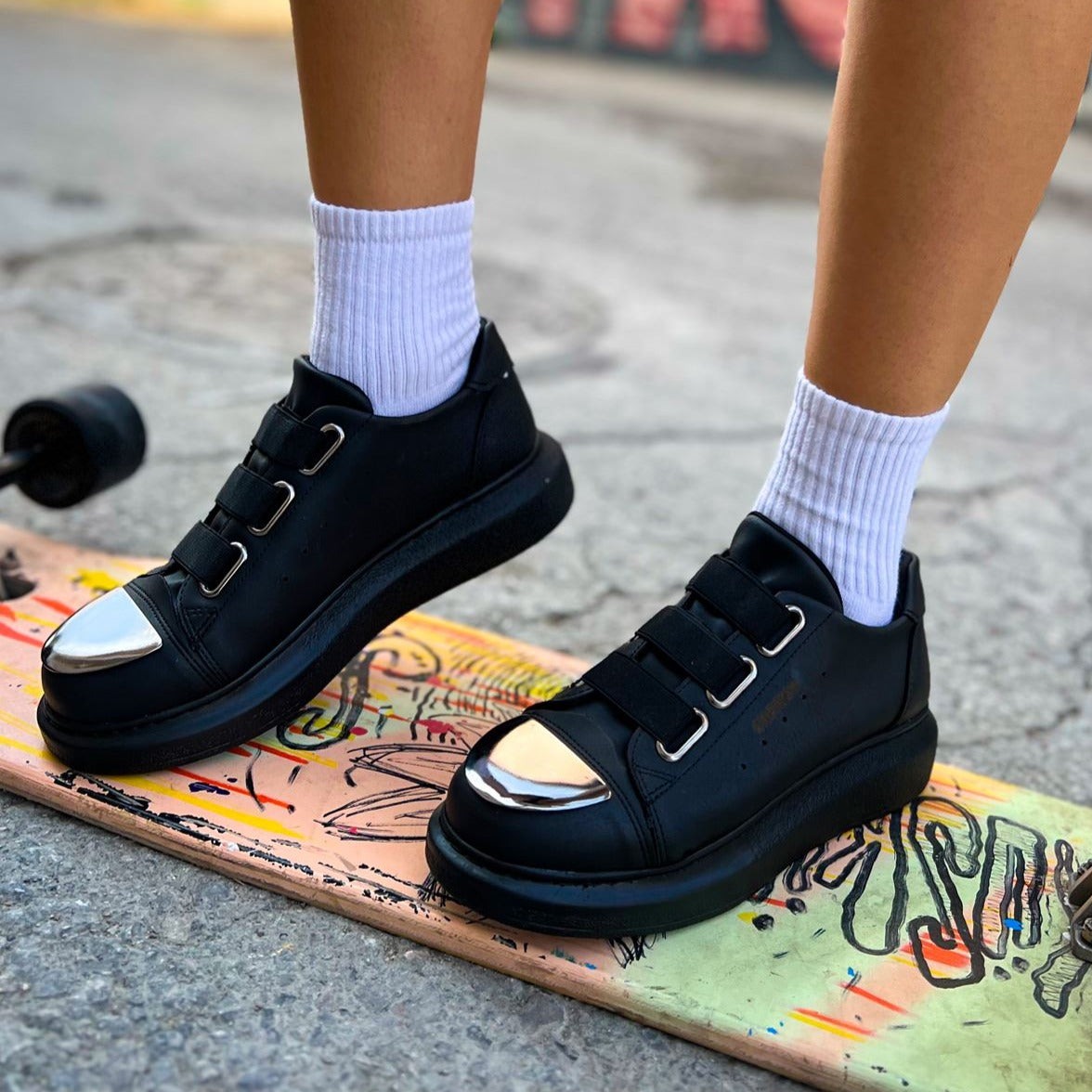 Women's Luiz X Midnight Majesty slip-on sneaker in black by Apollo Moda, view 7