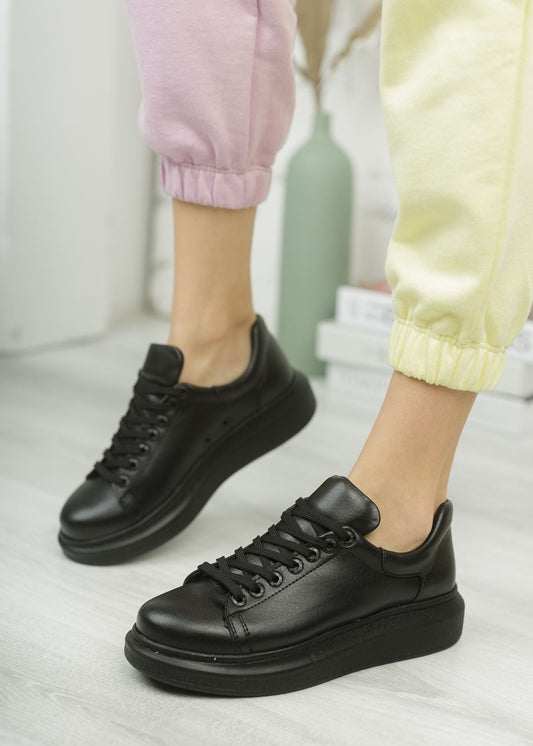 Women's Pluto Onyx Black slip-on sneaker in black by Apollo Moda, view 2