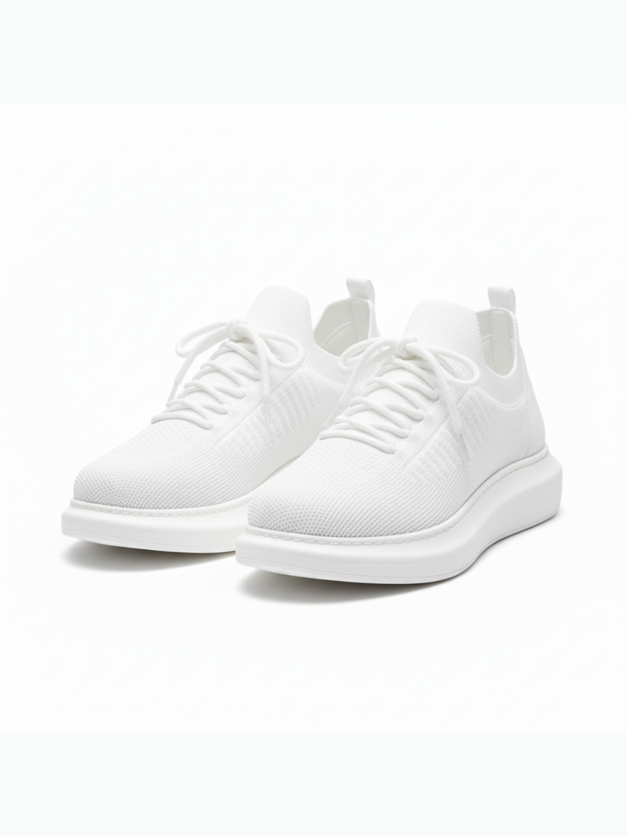 Women's Torino Snowy Peak knit casual sneaker in white by Apollo Moda, view 3