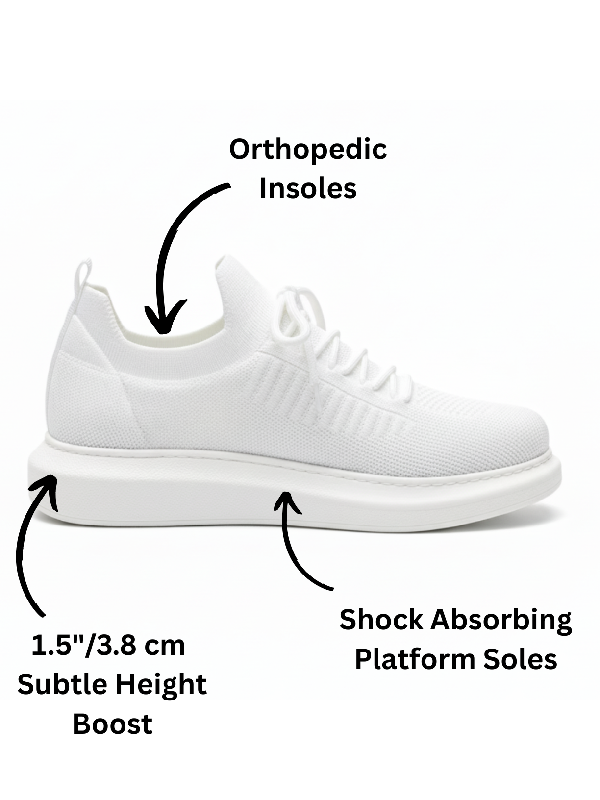 Women's Torino Snowy Peak knit casual sneaker in white by Apollo Moda, view 6