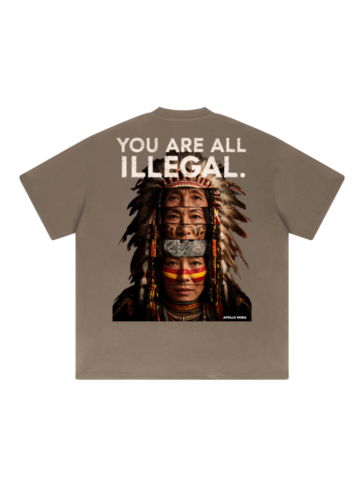 You Are All Illegal oversized heavyweight graphic tee in brown by Apollo Moda, view 2